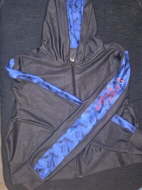 Buffalo Bills Black & Royal Blue Hooded Zip Crop Jacket